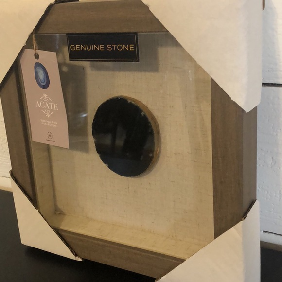 Modern Natural Agate Stone Slice Shadow Box Collection Wall Art 8" x 8" - Picture 2 of 7